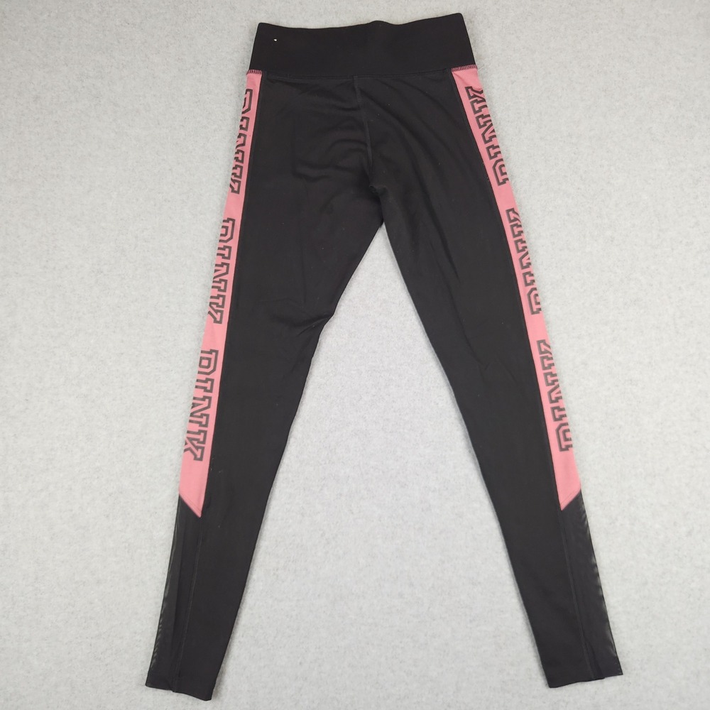 PINK Victoria's Secret Ultimate Leggings XS Black Pink Logo Side Stripe Mesh - Picture 3 of 7